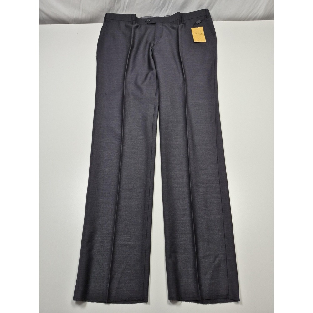 Galante Lanificio Dress Pants Mens 44x36 Gray Wool Flat Front Straight Italy